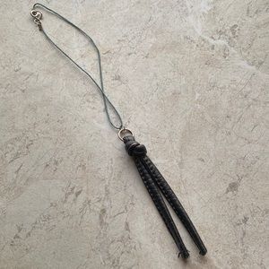 Black Faux Leather Tie Blue Hemp Choker